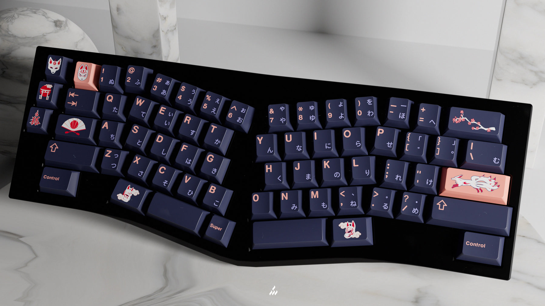 GMK CYL Kitsune on a black ergo board