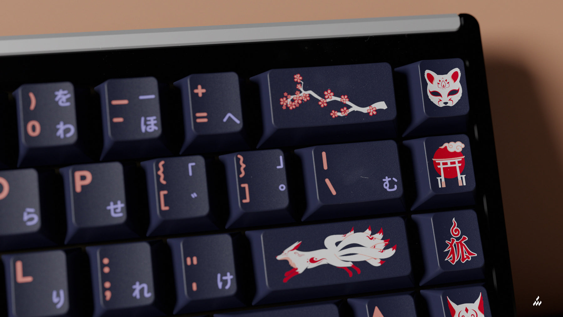 Close Up of GMK CYL Kitsune Base Kit and Novelties Kit